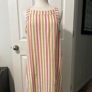 Striped Sleeveless Linen Blend Dress For Cynthia Size L